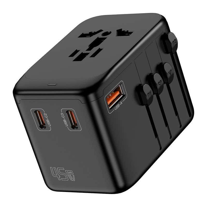 Glassolog 45W 4-Port Universal Travel Adapter Black (GTUTA03-CON)