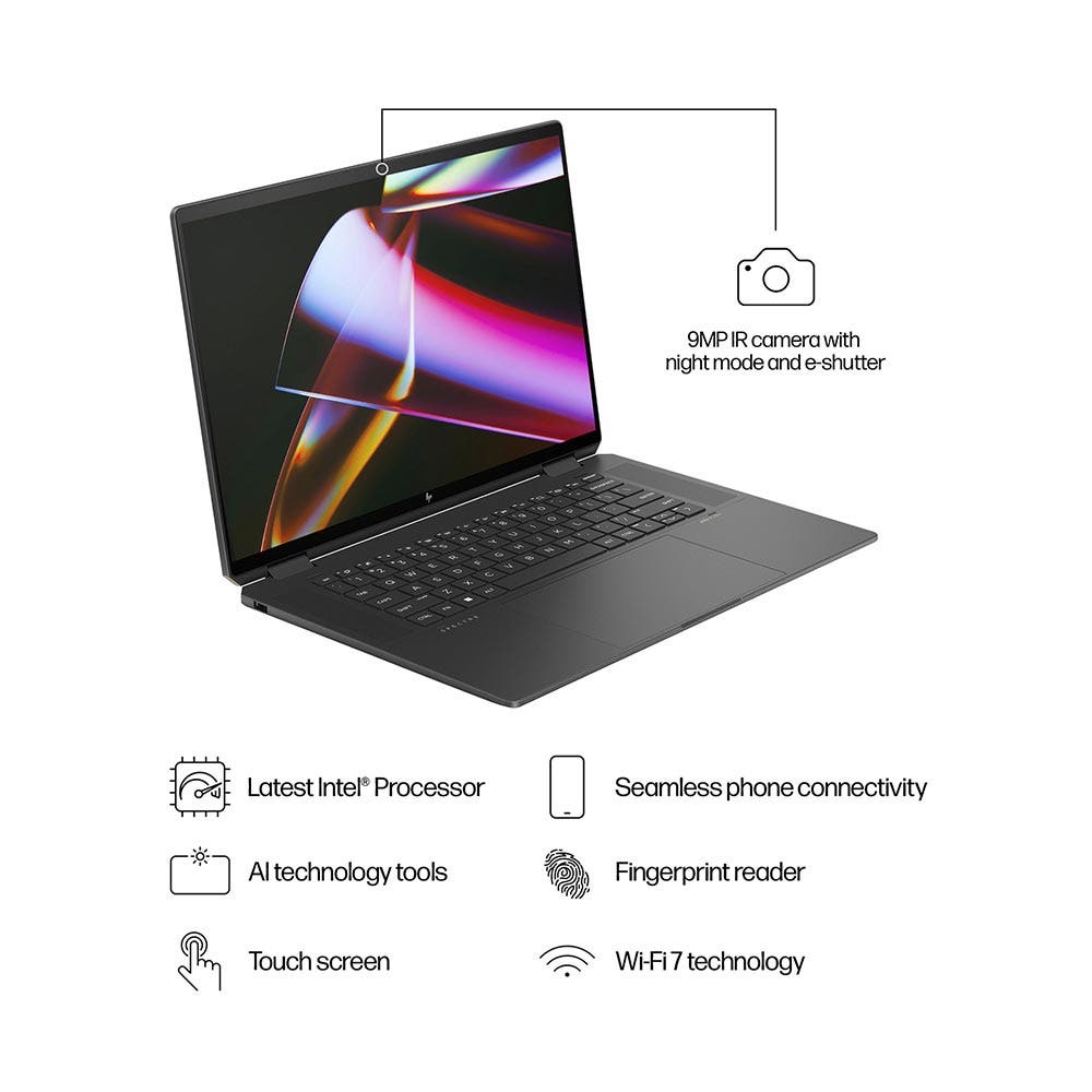 HP Spectre X360 16-aa0012ne Intel Core Ultra 7 155H 16GB RAM 1TB SSD NVIDIA GeForce RTX 4050 6GB Graphics 16"FHD Win 11 Home Convertible Laptop - Nightfall Black (SP16-aa0012ne) - Image 6