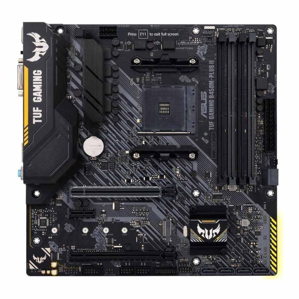 Asus TUF B450M-PLUS II Gaming Motherboard, AMD B450 (AM4) , 128GB Max, mATX, M. 2 Support, AI Noise-Canceling Mic, HDMI, DVI-D, USB 3.2 Gen 2