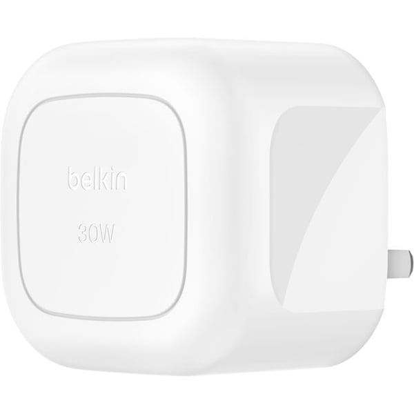 Belkin BoostCharge USB C 30W GaN Wall Charger w/ Power Delivery - iPhone Charger Fast Charging - USB C Charger for MacBook Pro, iPhone 16, iPad Pro - Includes Lightning Cable (BL-AC-USBC-A008-30W-WHT)