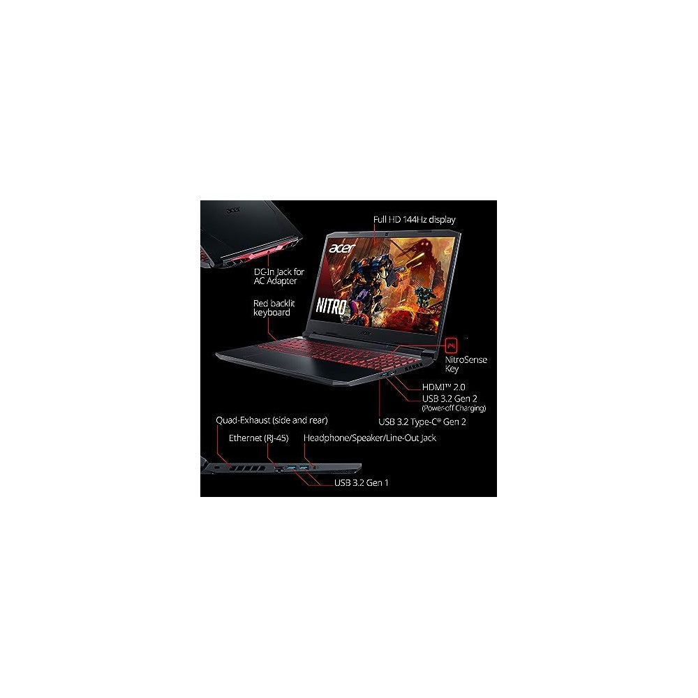 Acer Nitro 5, Core i7-11800H, 16GB RAM, 1TB SSD, Nvidia GeForce RTX 3060 6GB Graphics, 15.6" FHD 144Hz Gaming Laptop, Black - Image 5