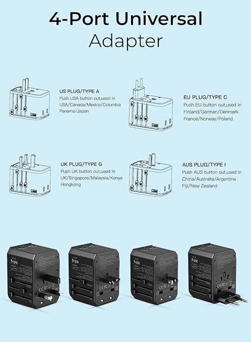 Glassology 4-Port Universal Adapter 45 Watts - Black (GTUTA02-CON) - Image 5