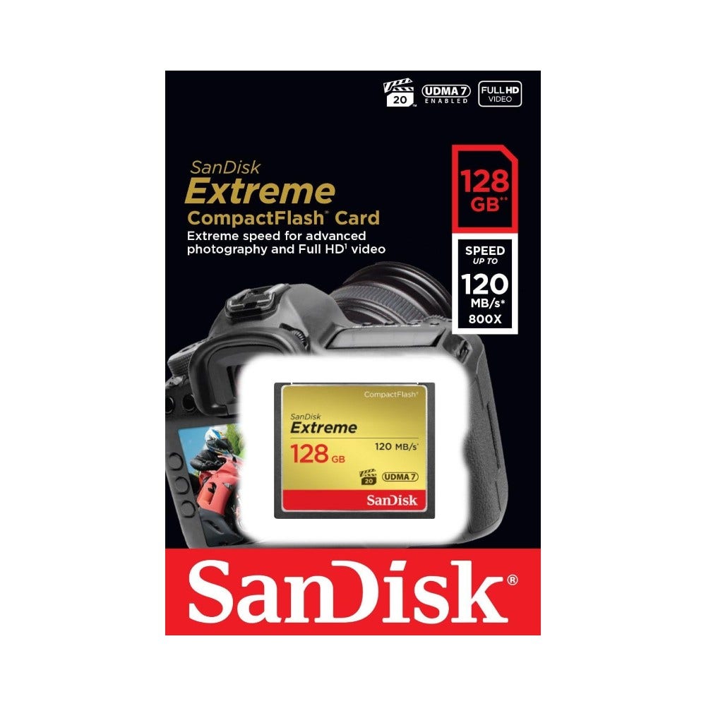SanDisk Extreme 128 GB UDMA7 Compact Flash Card, Black/Gold (SDCFXSB-128G-G46) - Image 4
