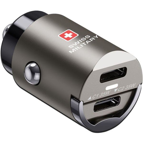 Swiss Military 35W Dual-Port Car Charger 2C USB-C 0.5m Cable - Black (SM-CC-35WPD-2C-CABLE)