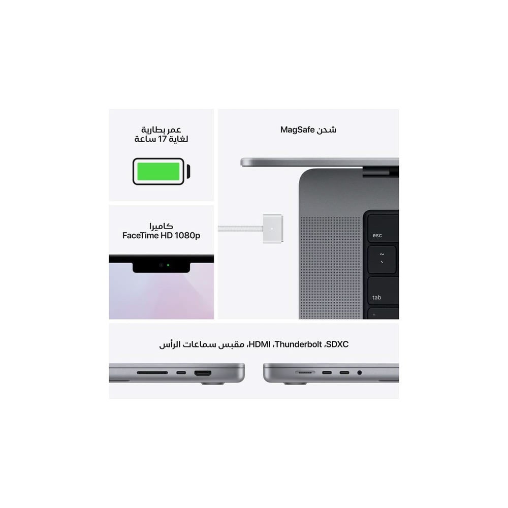 Apple MacBook Pro 16, M1 Pro Chip, 10 Core CPU, 16 Core GPU, 16GB RAM, 512GB SSD, Space Gray, English - Image 7
