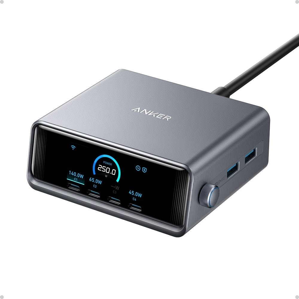 Anker Prime 250W Smart Ultra Powerful Desktop Charger (6 Ports) - Silver (ANK-A2345241)
