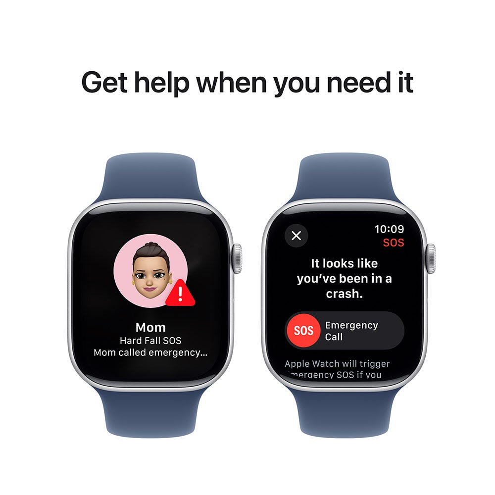 Apple Watch Series 10 GPS 46mm Aluminium Case with Sport Band –Silver/Denim (MWWM3QA/A) - Image 8