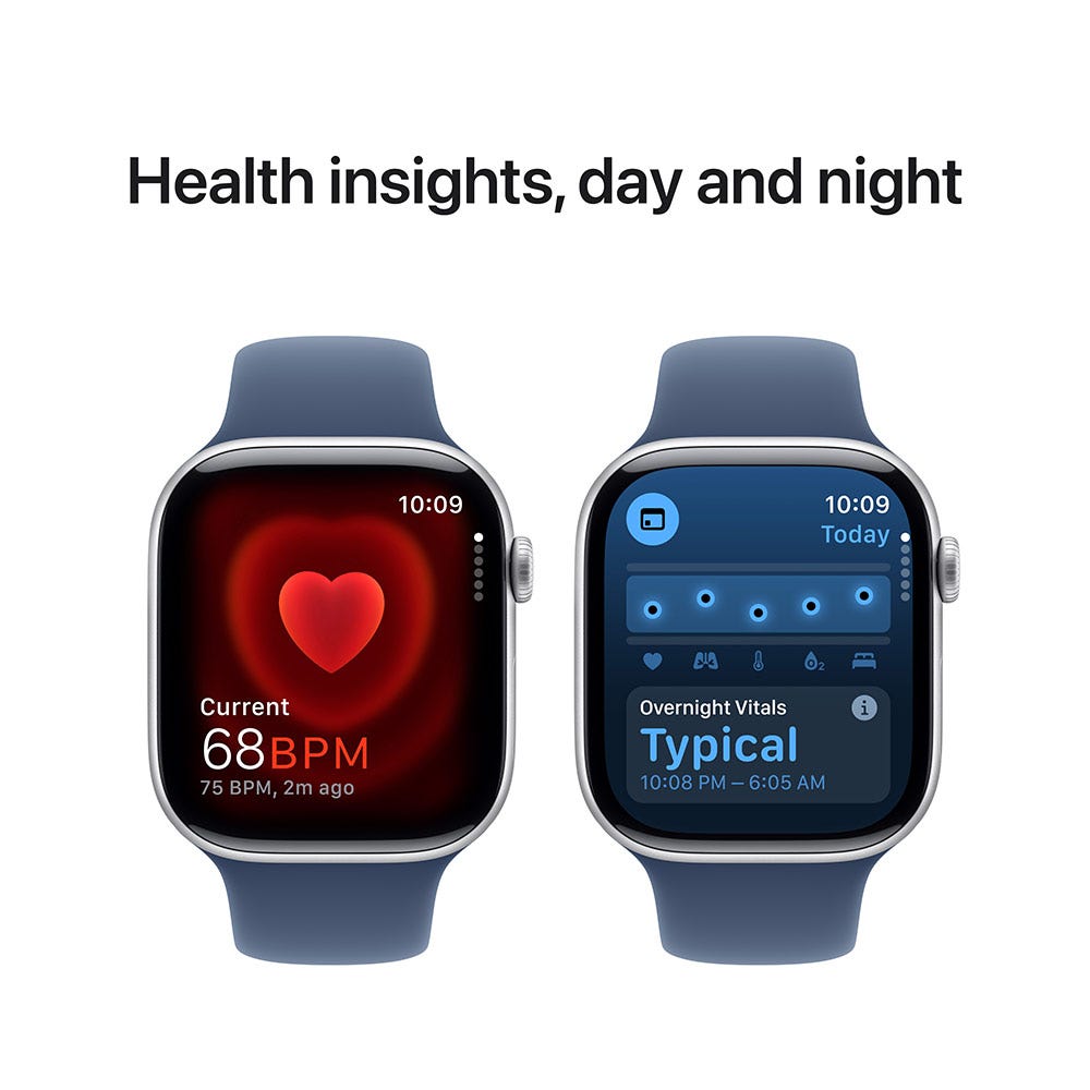 Apple Watch Series 10 GPS 46mm Aluminium Case with Sport Band –Silver/Denim (MWWM3QA/A) - Image 7