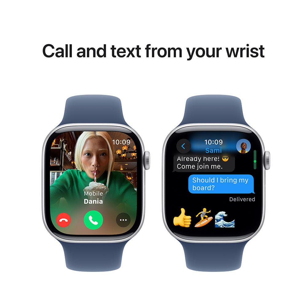 Apple Watch Series 10 GPS 46mm Aluminium Case with Sport Band –Silver/Denim (MWWM3QA/A) - Image 5
