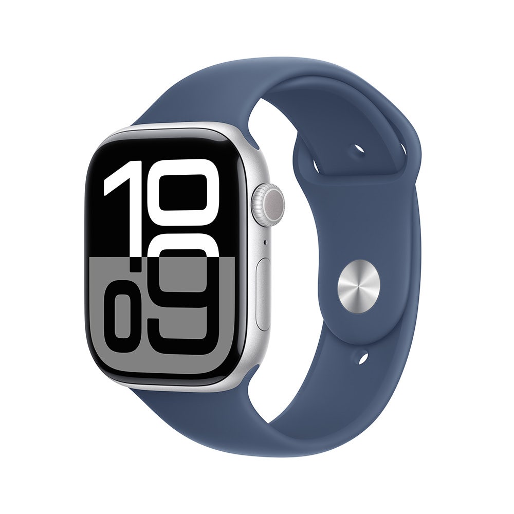 Apple Watch Series 10 GPS 46mm Aluminium Case with Sport Band –Silver/Denim (MWWM3QA/A)