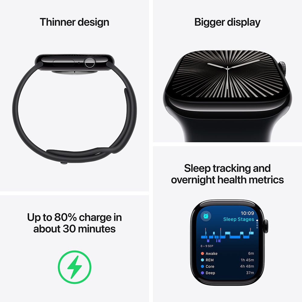 Apple Watch Series 10 GPS 46mm Aluminium Case with Sport Band –Silver/Denim (MWWM3QA/A) - Image 3