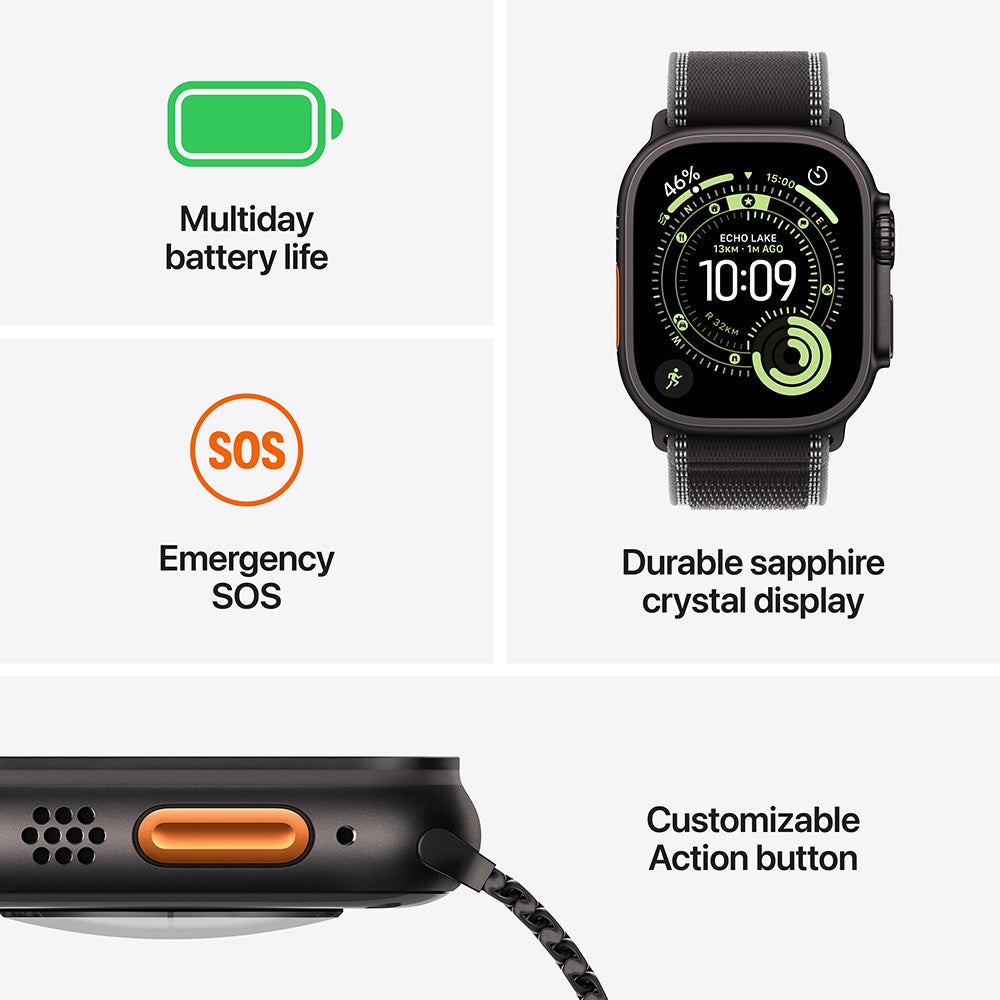 Apple Watch Ultra 3 GPS + Cellular 49mm Black Titanium Case with Black Ocean Band (MF0J4AF/A) - Image 3