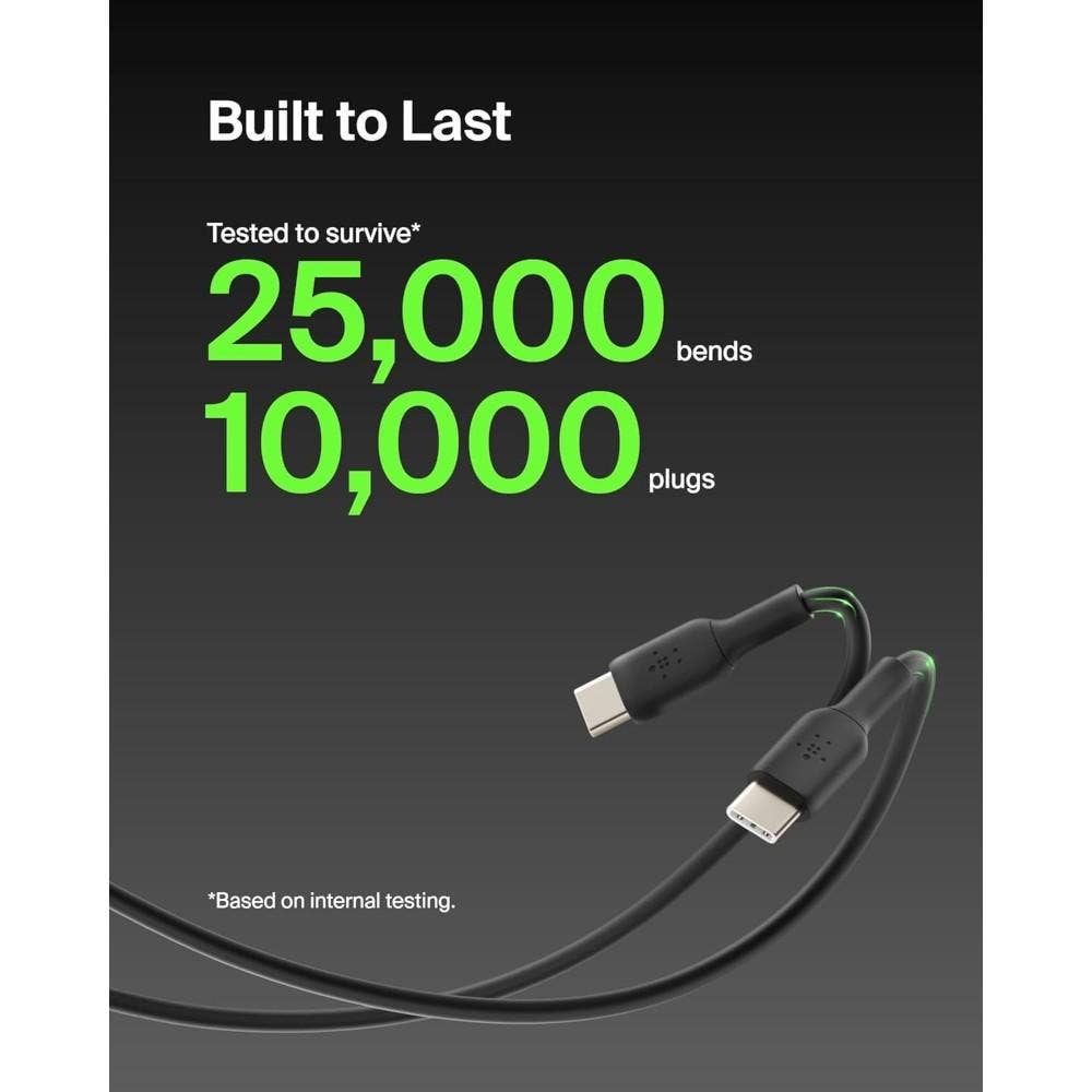 Belkin BoostCharge USB-C to USB-C Fast Charger Cable, USB Type C Charger Cable Fast Charging For iPhone 16, 15, Samsung Galaxy S24, S23, Pixel, iPad, MacBook, Nintendo Switch And More, 2M, Black BL-CBL-USBC-USBC-2M-BLK - Image 4
