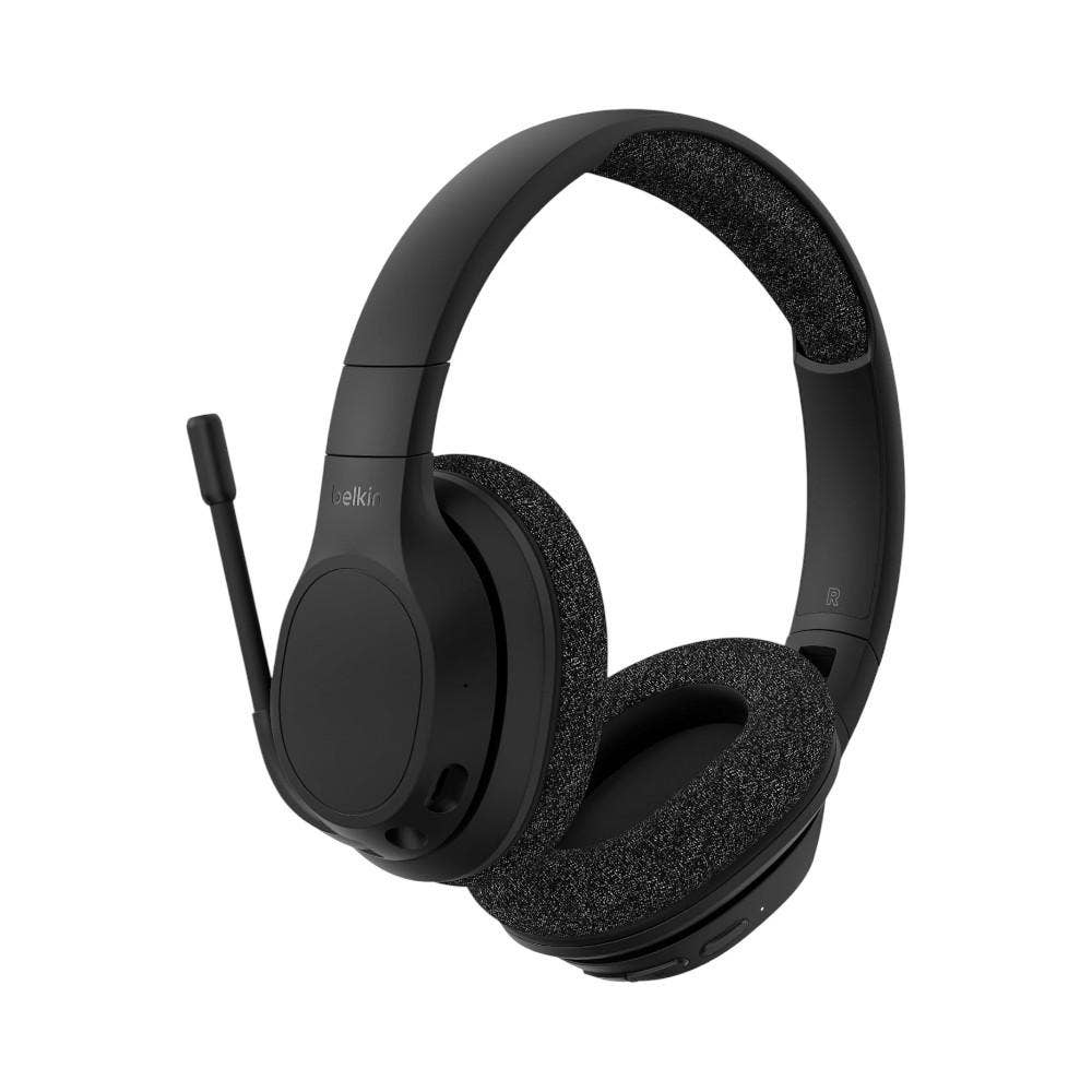 Belkin SoundForm Adapt Wireless Over-Ear Headset, Headphones For Work, Play, Gaming & Travel With Built-In Boom Microphone - Compatible With iPhone, iPad, Galaxy, And More - Black BL-HS-BT-005-BLK