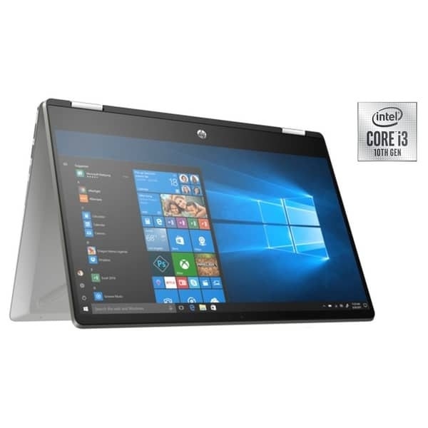 HP Pavilion x360 14-DH1025NE Convertible Touch Laptop – Core i3 2.1GHz 4GB 256GB Shared Win10 14inch FHD Mineral Silver English/Arabic Keyboard (Display/Open Unit)