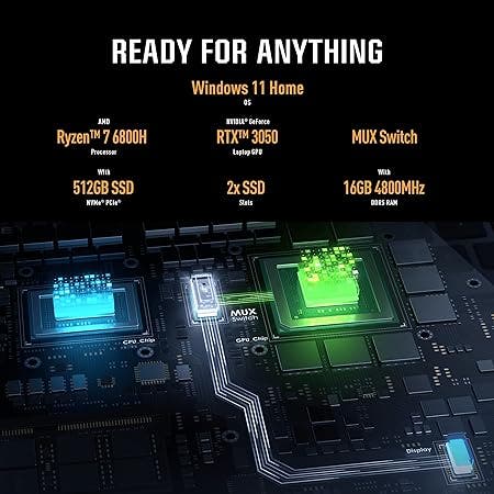 Asus , Ryzen 7 - 6800H, 16 GB RAM, 512 GB SSD, NVIDIA GeForce RTX 3050 4 GB Graphics, 17.3 Inch FHD Laptop, Jaeger Gray (FA707RC-HX006W) - Image 4