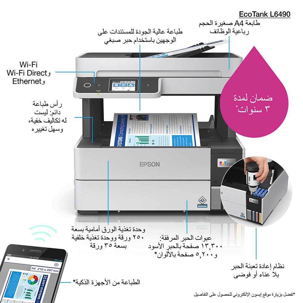 Epson EcoTank L6490 4-in-1, Wi-Fi connected Business Printer - Image 3