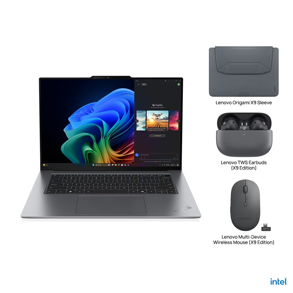 Lenovo ThinkPad X9-15 Gen1 Intel Core Ultra 7-258V 32GB RAM 1TB SSD Integrated Intel Arc Graphics, 15.3" 2.8K OLED Windows 11 Pro Business Laptop - Grey With Origami Sleeve + ANC Ear Buds + Wireless Mouse [THINKPAD15-21Q60007GR]