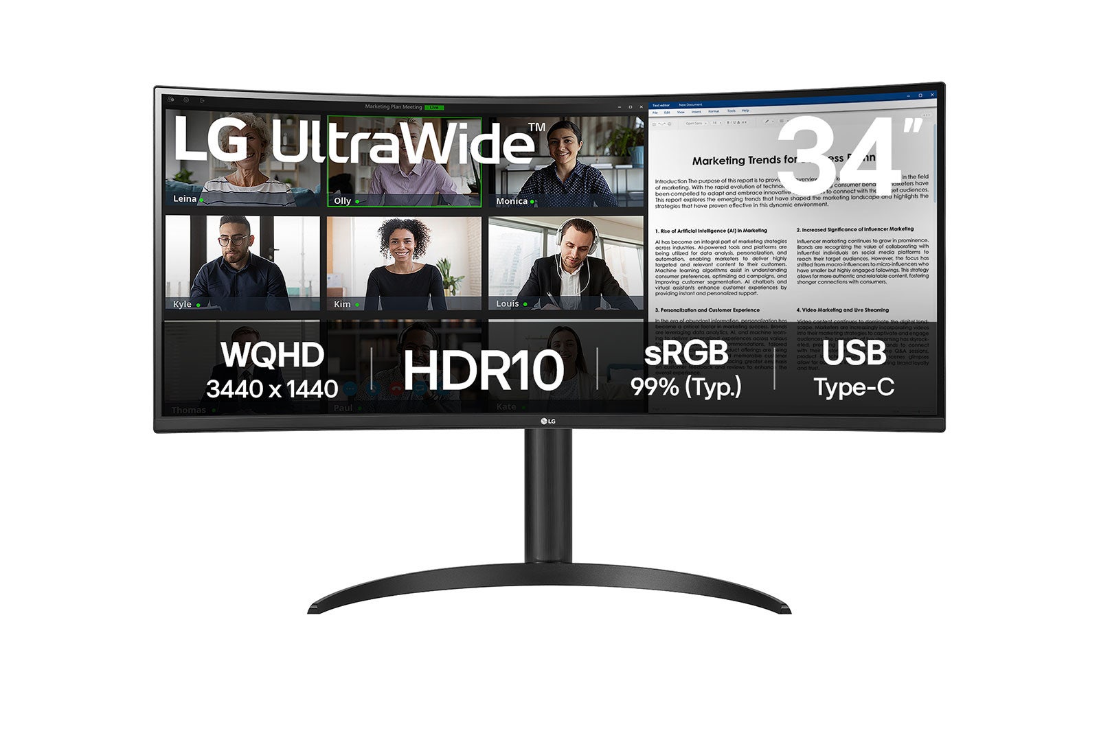 LG 34" UltraWide QHD Curved Monitor with USB Type-C [LG-34WR55QK-B]