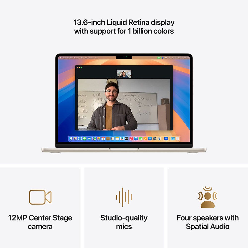 Apple MacBook Air (2025) 13-inch M4 chip with 10-core CPU and 10-core GPU, 24GB RAM, 512GB SSD English - Starlight - Image 5