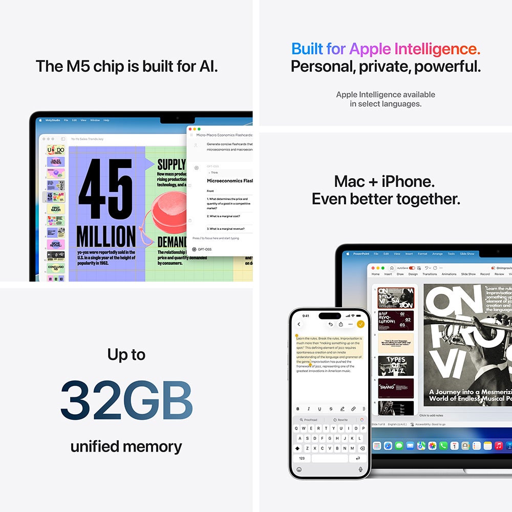 Apple MacBook Air (2026) 15-inch M5 chip with 10-core CPU and 10-core GPU, 16GB RAM, 1TB SSD English – Sky Blue (MDVT4ZS/A) - Image 8