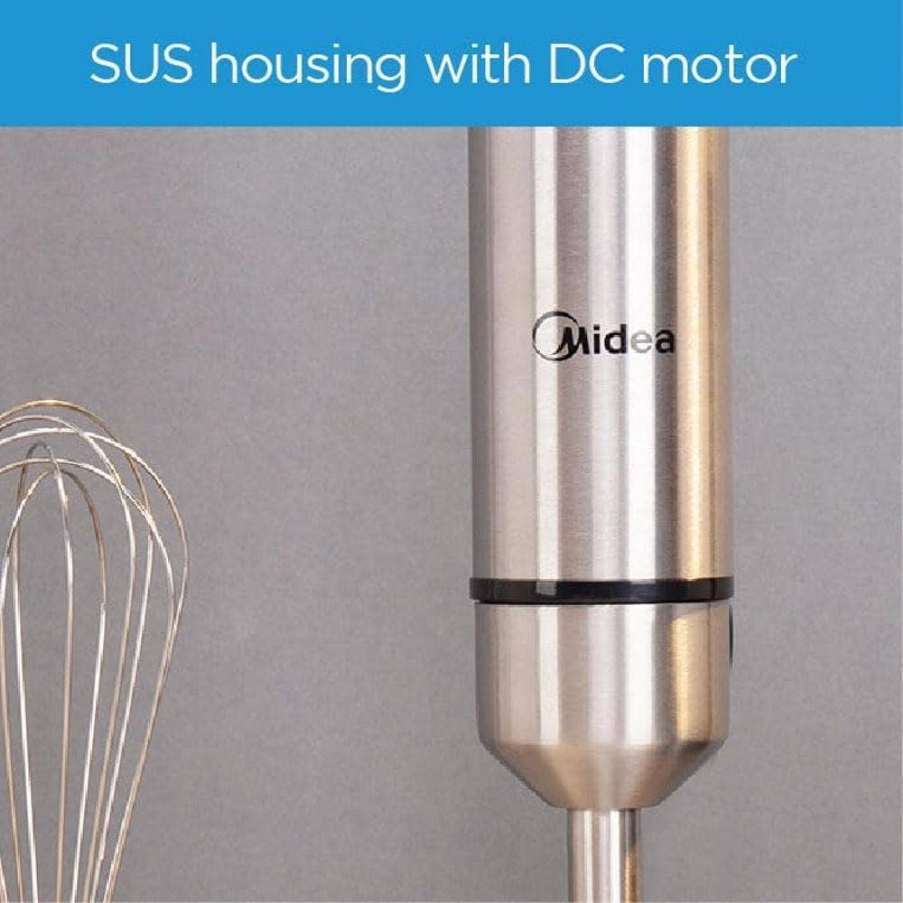 Midea 1000W Hand Blender With DC Motor, Stainless Steel Wander, Multi-functional For Whisking - Chopping - Mashing, Variable Speed For Turbo & Stepless, 1L Chopper Bowl, 600ml beaker, MJ-BH1001W - Image 8
