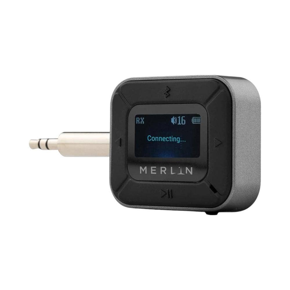 Merlin AirJack Dual Pro Bluetooth 5.3 Transmitter & Receiver - 2-in-1 Wireless Audio Adapter For Airplane, TV, And More, Black MLN-410267