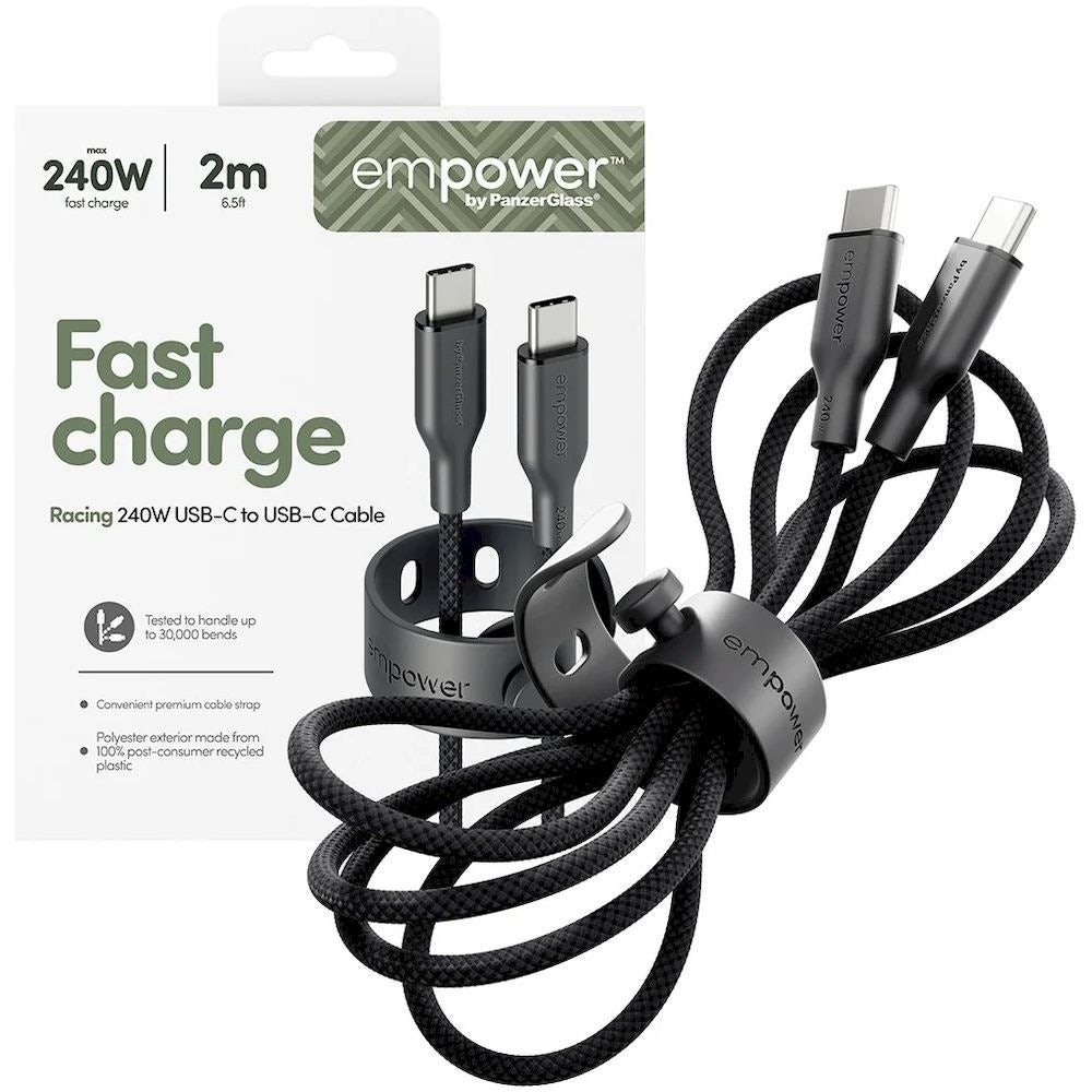 PanzerGlass USB-C to USB-C 240W Fast Charging Cable 2m – Space Black (PNZEM32448)