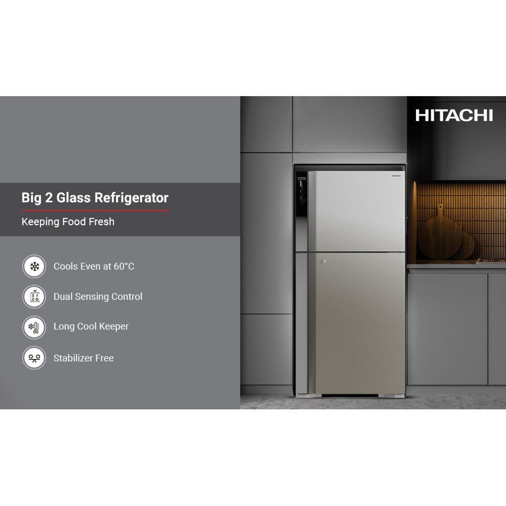 Hitachi Top Mount Refrigerator 710 Liters - Brilliant Silver (RV710PUK7KBSL) - Image 3