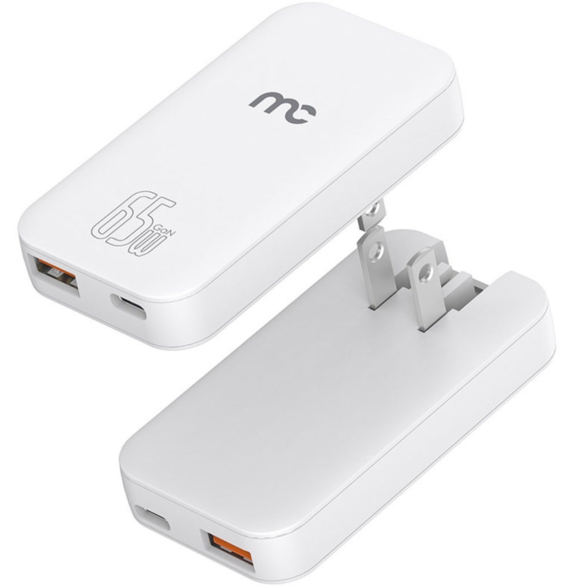 Mycandy GTC-D365 GAN Slim Travel Charger 65w Type-C & Usb (ACMYCNGTCD365WHT)