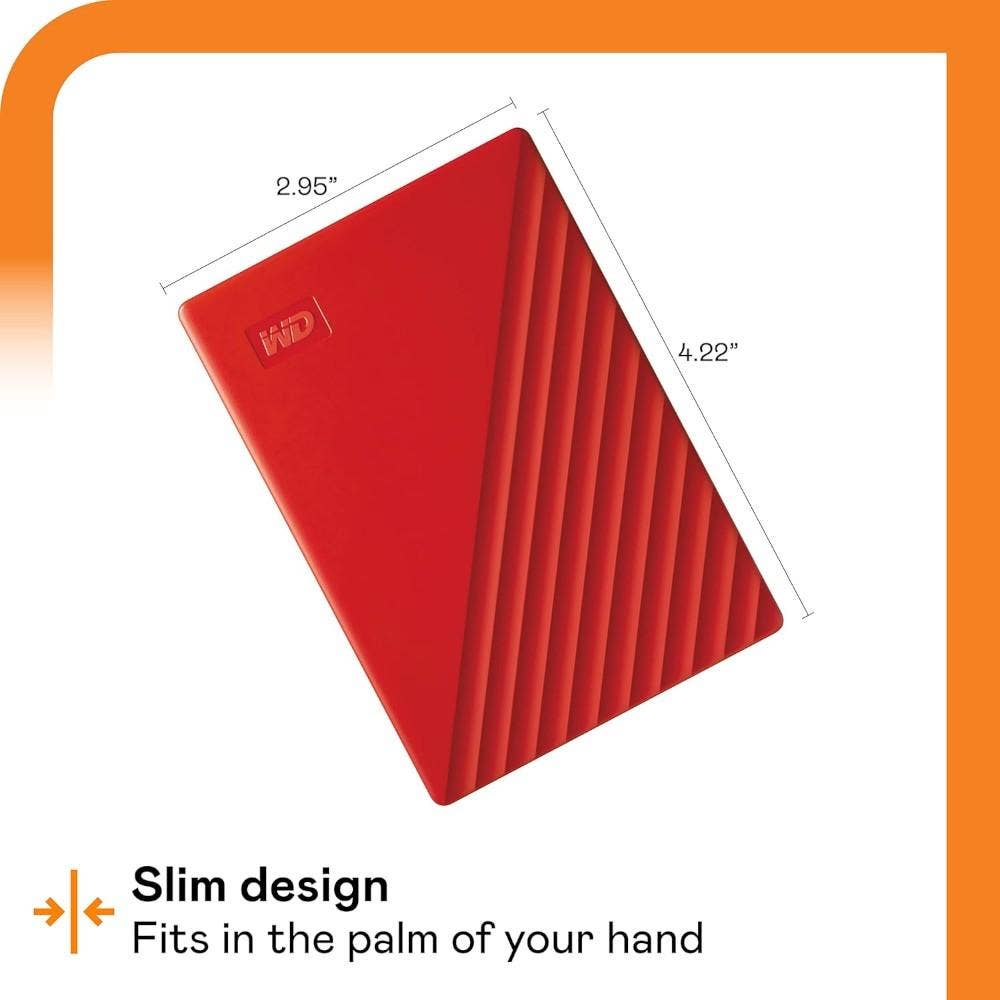WD 6 TB My Passport Portable HDD USB 3.0 With Software For Device Management, Backup And Password Protection - Works With PC, Xbox And PS4, Red WDBR9S0060BRD-WESN - Image 3