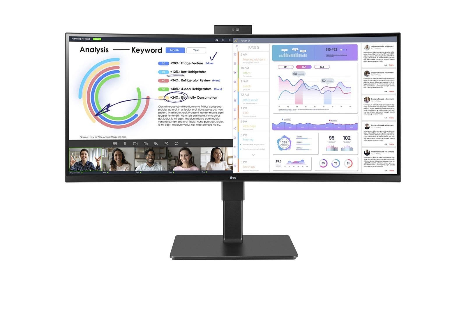 LG 34 inch UltraWide WQHD 5ms 60Hz IPS Curved Monitor (LG-34BQ77QC-B)